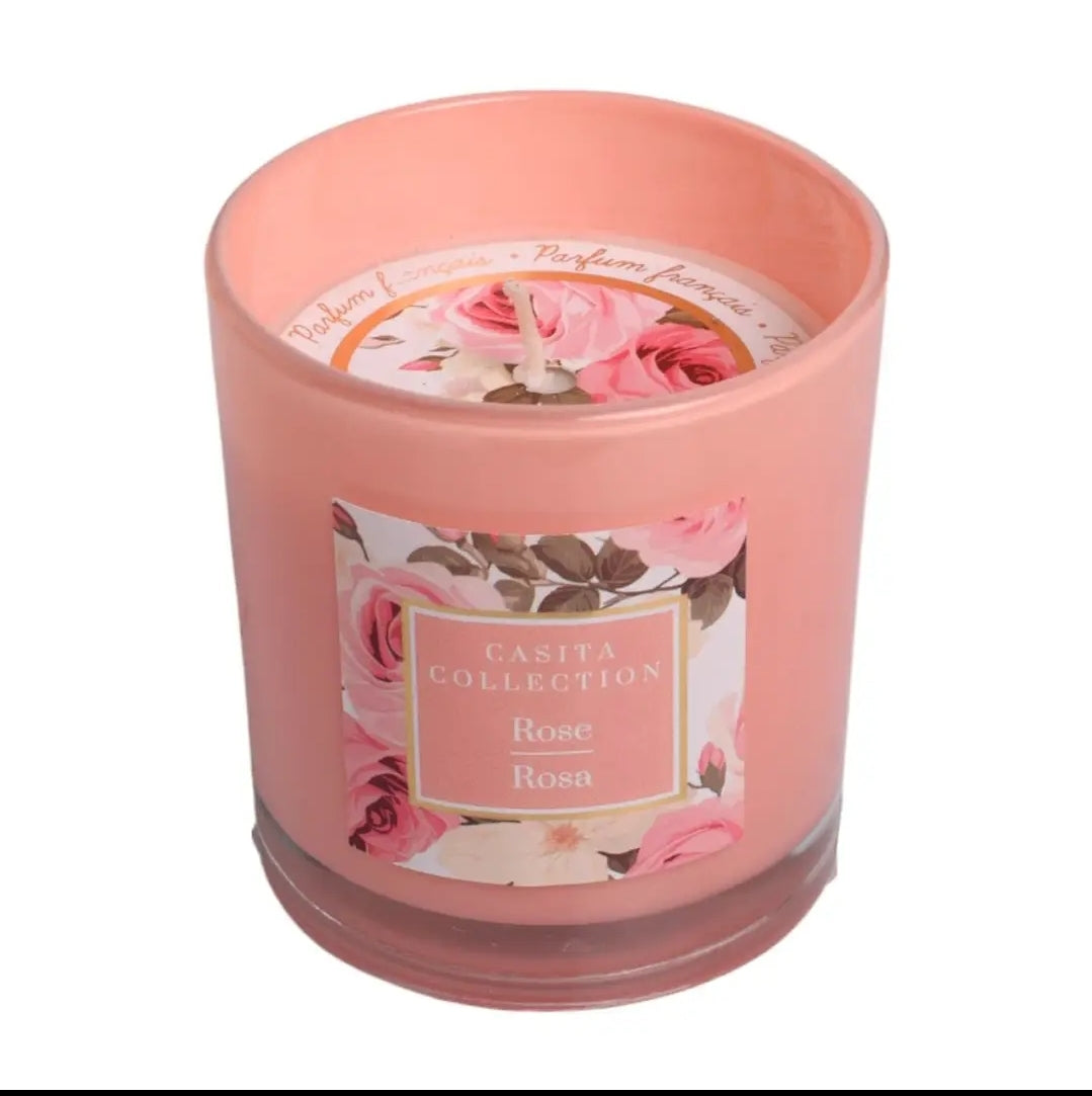 Bougie verrine à la rose